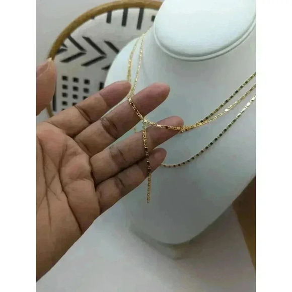 ✨ NWT BaubleBar Gold Layered Lariat Necklace - Mini Paperclip Chain - Picture 4 of 5